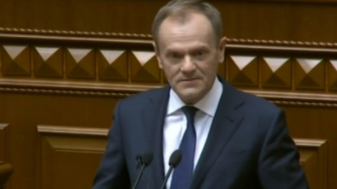Дональд Туск. Скріншот трансляції засідання Ради