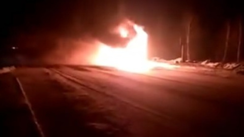 Згорів автобус "Київ - Варшава". Скріншот відео facebook.com/eugene.sereda