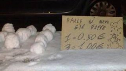 "Тільки що зроблені сніжки: від 0,5 до 1 євро. Три сніжки - 1 євро".