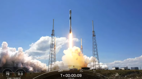 Запуск Falcon 9. Скріншот YouTube Starlink Mission