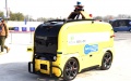 Unmanned delivery car. Photo by Xinhua/Ren Chao.