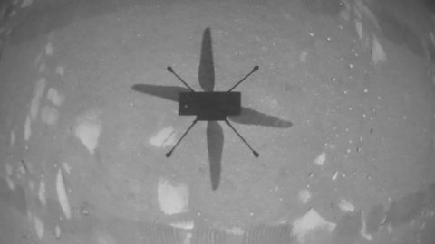 Вертолет на Марсе сфотографировал свою тень. Фото: NASA