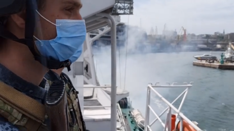 Навчання в Чорному морі. Скріншот відео Держприкордонслужби
