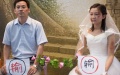 Two volunteers are using behavioral art to raise people's awareness of the domestic violence. Photo by Xinhua.