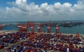 A railway container freight dock at Jingtang port area of Tangshan Port, Hebei province. Photo by Xinhua.

