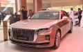 A Hongqi H9 sedan is seen on display at a newly opened Hongqi center for sales and exhibitions in Riyadh, capital of Saudi Arabia. Photo by Xinhua/Wang Haizhou.