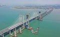 The construction site of Meizhou Bay cross-sea bridge of the Fuzhou-Xiamen high-speed railway in southeast China's Fujian Province. Photo by Jin Wei/Xinhua.