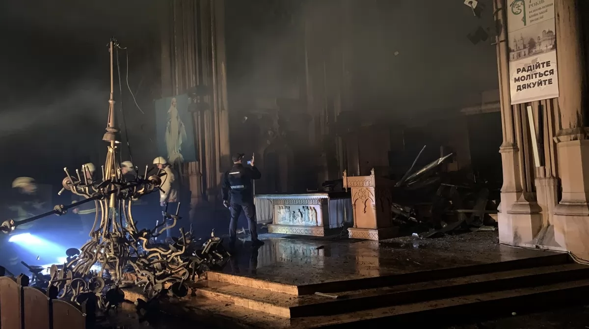 Последствия пожара в костеле Святого Николая. Фото: Facebook/Парафія костелу св Миколая у Києві Последствия пожара в костеле Святого Николая. Фото: Facebook/Парафія костелу св Миколая у Києві