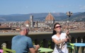 A tourist takes a selfie at Piazzale Michelangelo in Florence. Photo by Alberto Lingria/Xinhua.