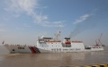 A China Coast Guard ship on a fisheries law enforcement mission in the North Pacific Ocean sets sail from Shanghai, east China. Photo by Xinhua.
