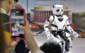 A panda-shaped robot during the World Robot Conference 2021 in Beijing, capital of China. Photo by Xinhua/Li Xin.