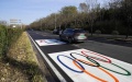 The traffic lane reserved for the exclusive use by Beijing 2022 participants. Photo by Xinhua/Ju Huanzong.