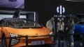 The booth of automobile manufacturer HiPhi is seen at an expo in Jiangsu province. Photo by Xinhua.