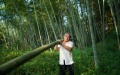 Li Nian'gen carries a bamboo trunk from a bamboo grove in Dongcun Township, Fenyi County, Xinyu City of east China's Jiangxi Province. Photo by Xinhua/Zhou Mi.