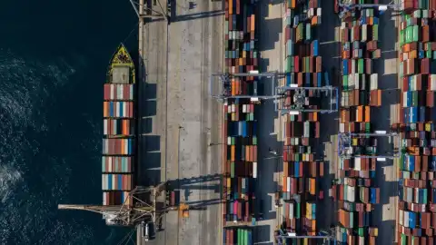 Aerial photo taken on Sept. 6, 2019 shows the Piraeus port in Greece. Photo by Lefteris Partsalis/Xinhua.