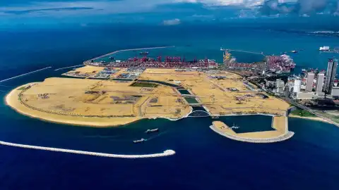 Aerial photo taken on Dec. 2, 2021 shows a panoramic view of Colombo's Port City in Sri Lanka. Photo by China's CHEC Port City Colombo (Pvt) Ltd./Handout via Xinhua.
