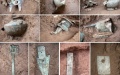 The pieces of bronzeware from tombs in a city site dating back to the Shang Dynasty (1600-1046 B.C.) in Taojiaying Village, Anyang City, central China's Henan Province. Photo by Xinhua.