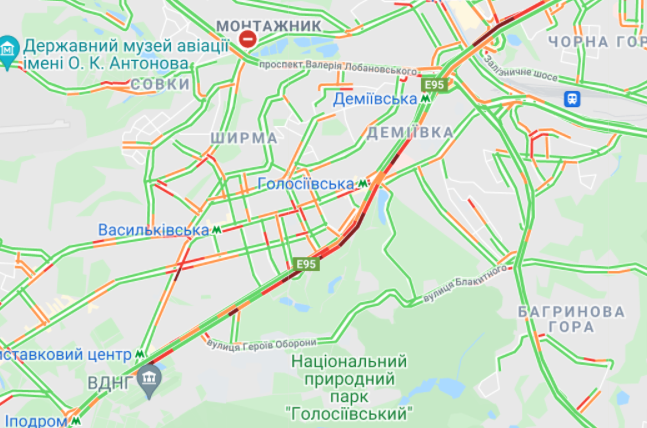 Пробки на бульваре Дружбы Народов. Карта: Google Maps