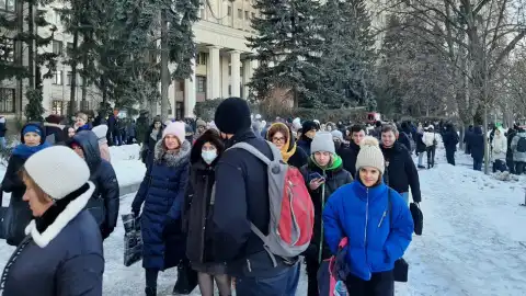Евакуація через пожежу в університеті ім. Каразіна Фото: Суспільне Харків