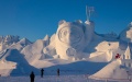 Giant snow sculpture Bing Dwen Dwen. Photo by Xinhua.