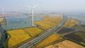 A wind farm in Luduo Township of Baoying County of Yangzhou, east China's Jiangsu Province. Photo by Xinhua/Li Bo.