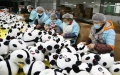 Workers produce Bing Dwen Dwen merchandise at a toy factory in Jinjiang City, southeast China's Fujian Province. Photo by Lin Xiaoyan/Xinhua