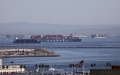Container ships are seen waiting outside the port of Los Angeles, California, the United States. Photo by Xinhua.