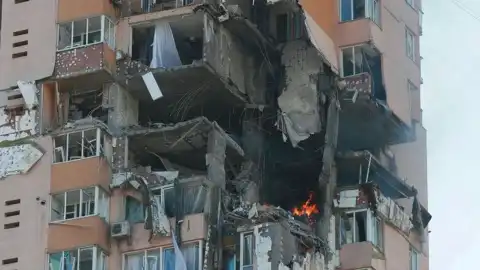 Разрушенный дом в Киеве. Фото: Виталий Кличко