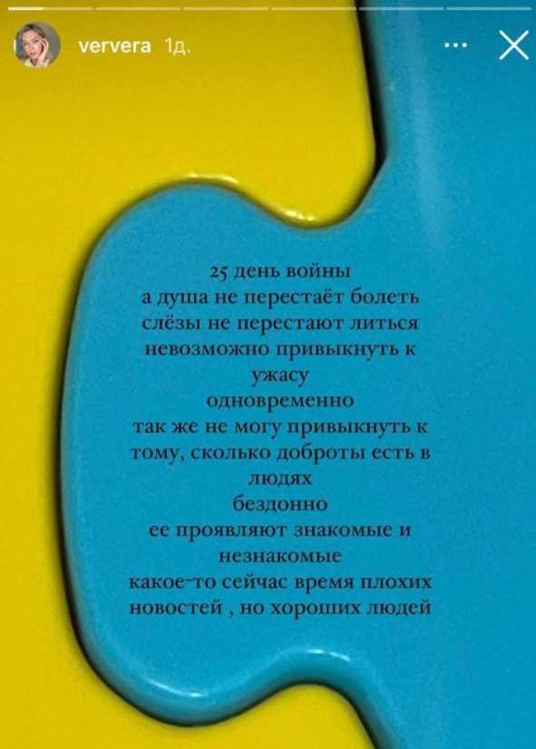 Сторис Веры Брежневой. Фото: instagram/ververa