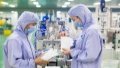 Employees of a chemical company at work at a production facility in Haian, Jiangsu province. Photo by Xinhua.
