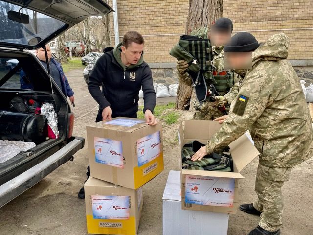 Oles Dovgiy managing delivery of equipment to military units