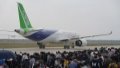China's C919 jet taxis on the runway during the 2020 Nanchang Flight Convention at Yaohu Airport in Nanchang, capital of east China's Jiangxi Province. Photo by Xinhua/Zhou Mi.