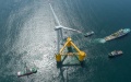 A deep-sea floating wind power equipment "Fuyao" being towed from Maoming to Luodousha sea area, south China's Guangdong Province. Photo by Xinhua/Liu Dawei.