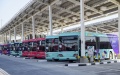 Parked electric buses after the inauguration of Lusail bus depot at Lusail city, Doha-Qatar. Photo by Nikku/Xinhua.
