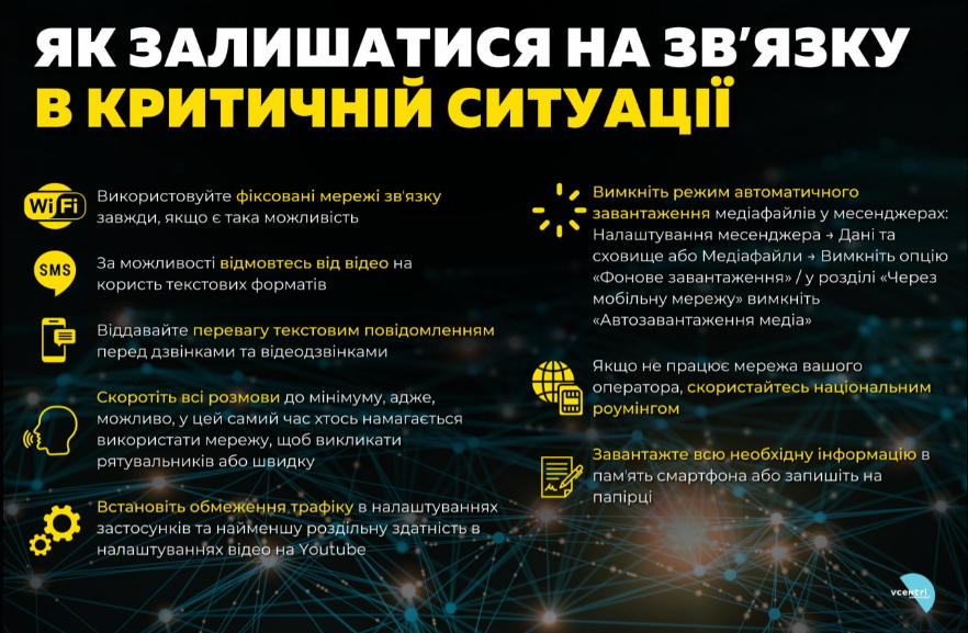 Поради, як залишатися на зв'язку. Фото: telegram/Центр комунікації