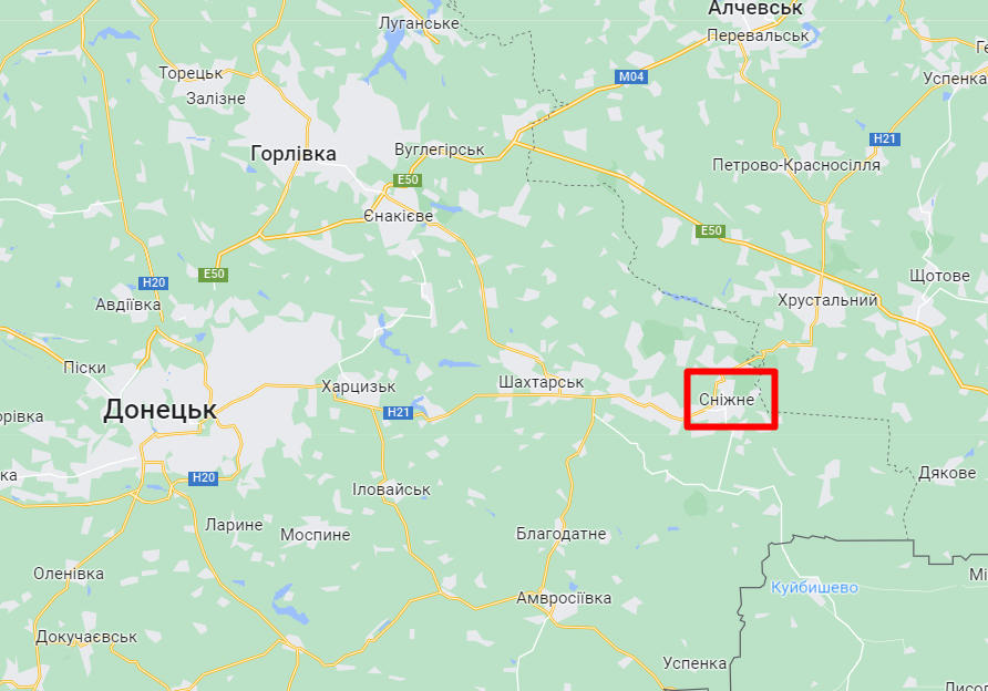 Сніжне Донецької області. Скріншот Google Maps