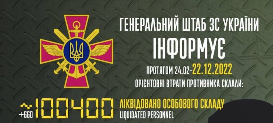 З початку повномасштабного вторгнення Росія втратила понад 100 тисяч солдатів