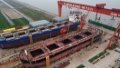 An aerial view of a shipbuilding yard in Taicang, Jiangsu province. Photo by Xinhua.