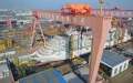 A huge cruise liner at Shanghai Waigaoqiao Shipbuilding Corp. shipyard in east China's Shanghai. Photo by Xinhua.