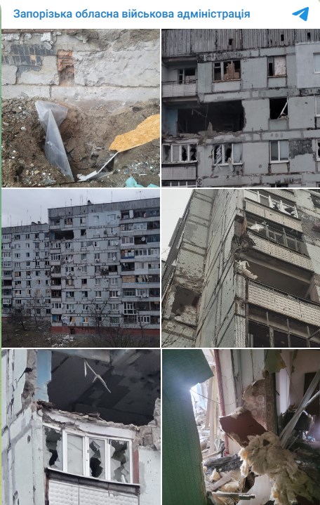 Наслідки обстрілів. Багатоповерхівка. Степногірськ. Фото: t.me/zoda_gov_ua