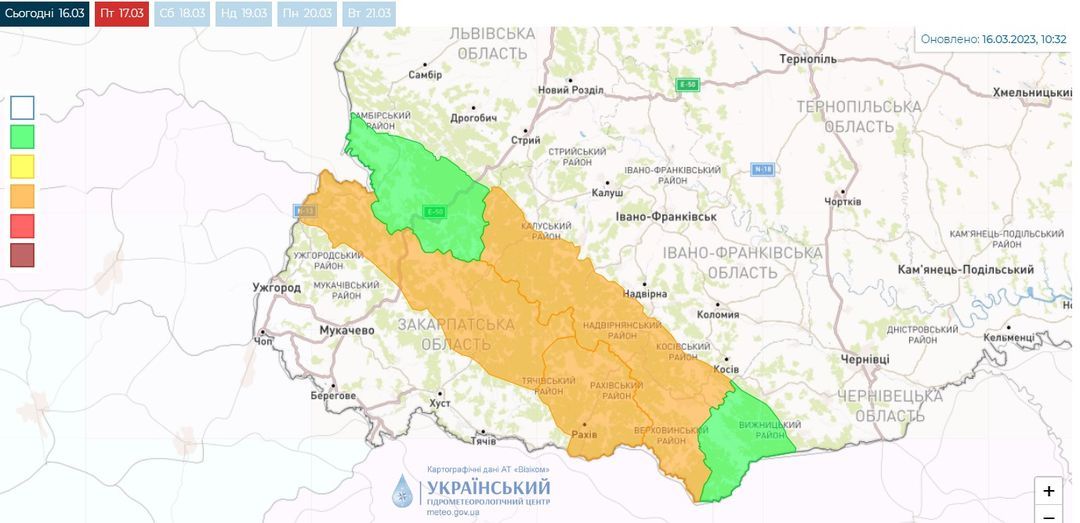 Карта: Укргідрометцентр
