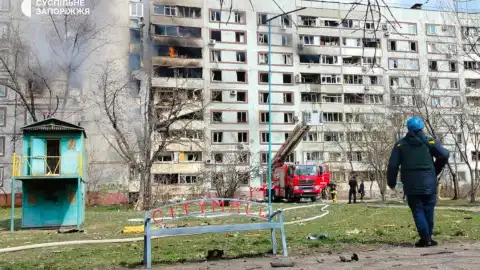 Вражеский ракетный удар по Запорожью. Фото: Суспільне
