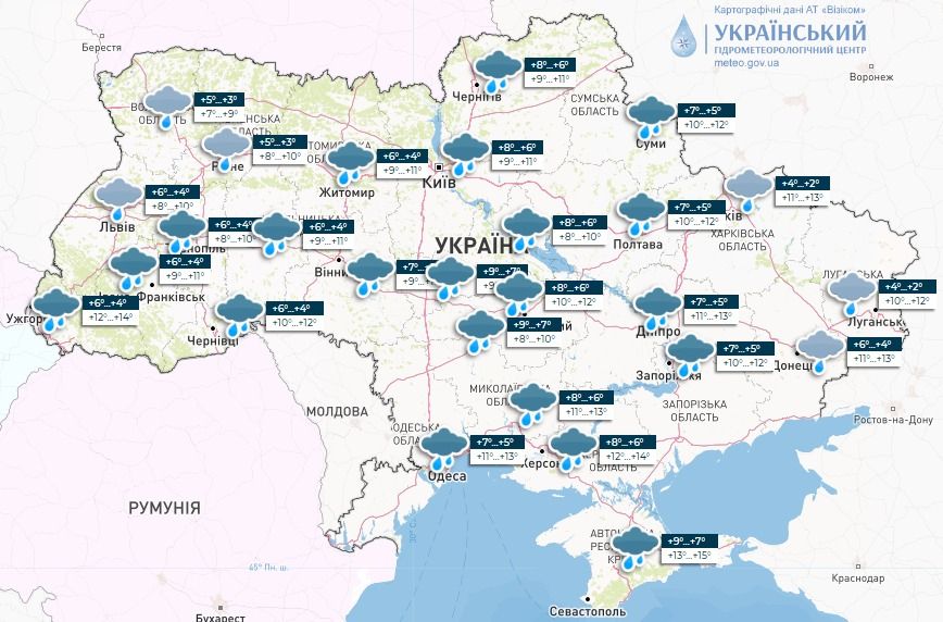Карта: Укргідрометцентр
