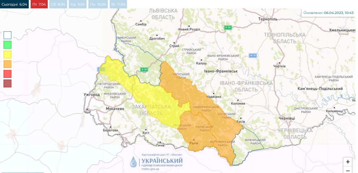 Карта: Укргідрометцентр