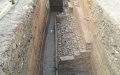 A section of the city wall foundation of the ancient Tianjin's east city wall site in Nankai District of north China's Tianjin. Photo by Tianjin municipal cultural relics preservation center/Xinhua.