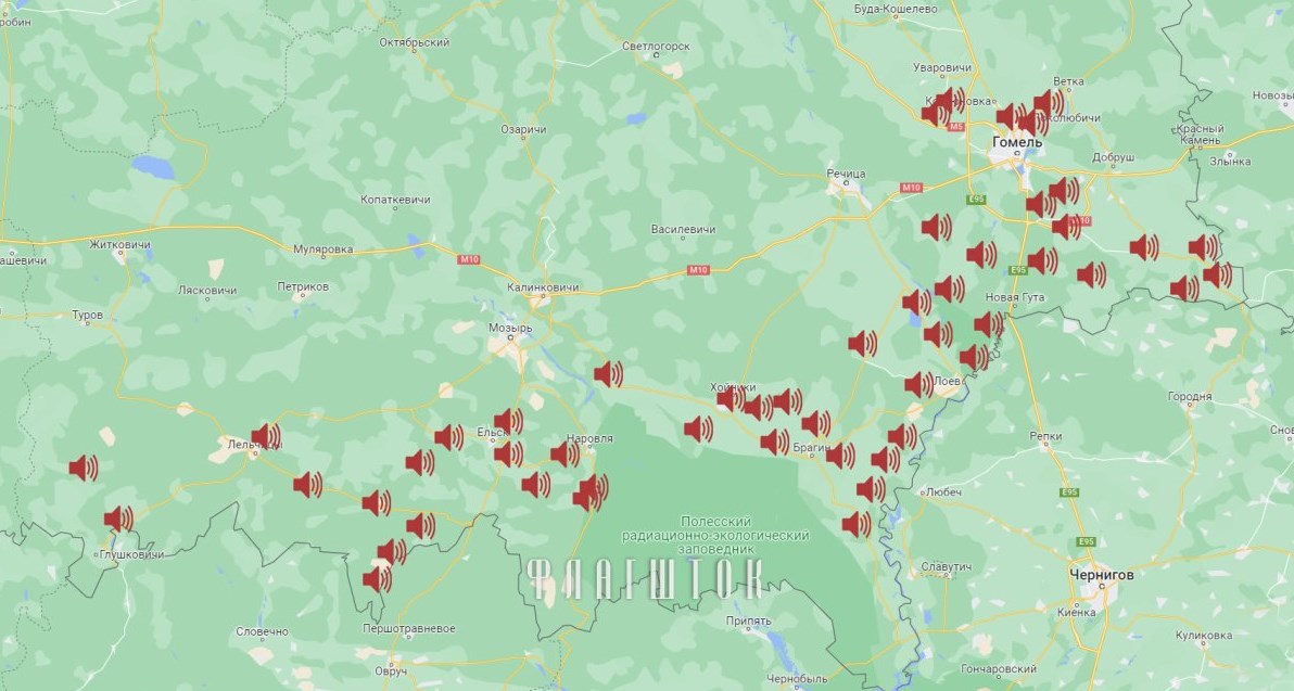 Схема встановлення систем оповіщення в Білорусі. Фото: