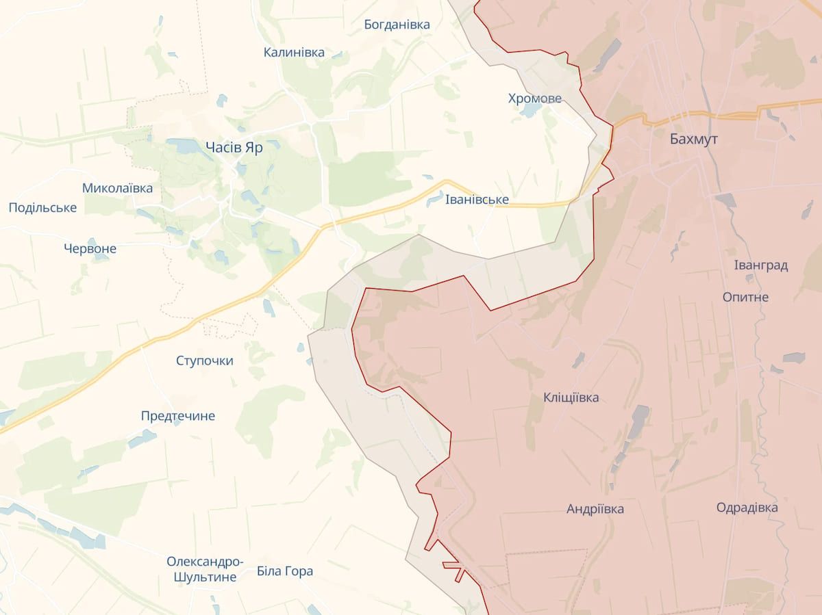 OSINT-розслідувачі показали зміни на лінії фронту поблизу Бахмута. Фото: скриншот