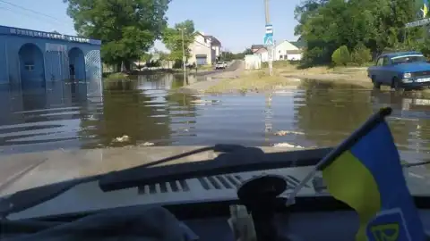 Антоновка после подрыва Каховской ГЭС. Фото из соцсетей