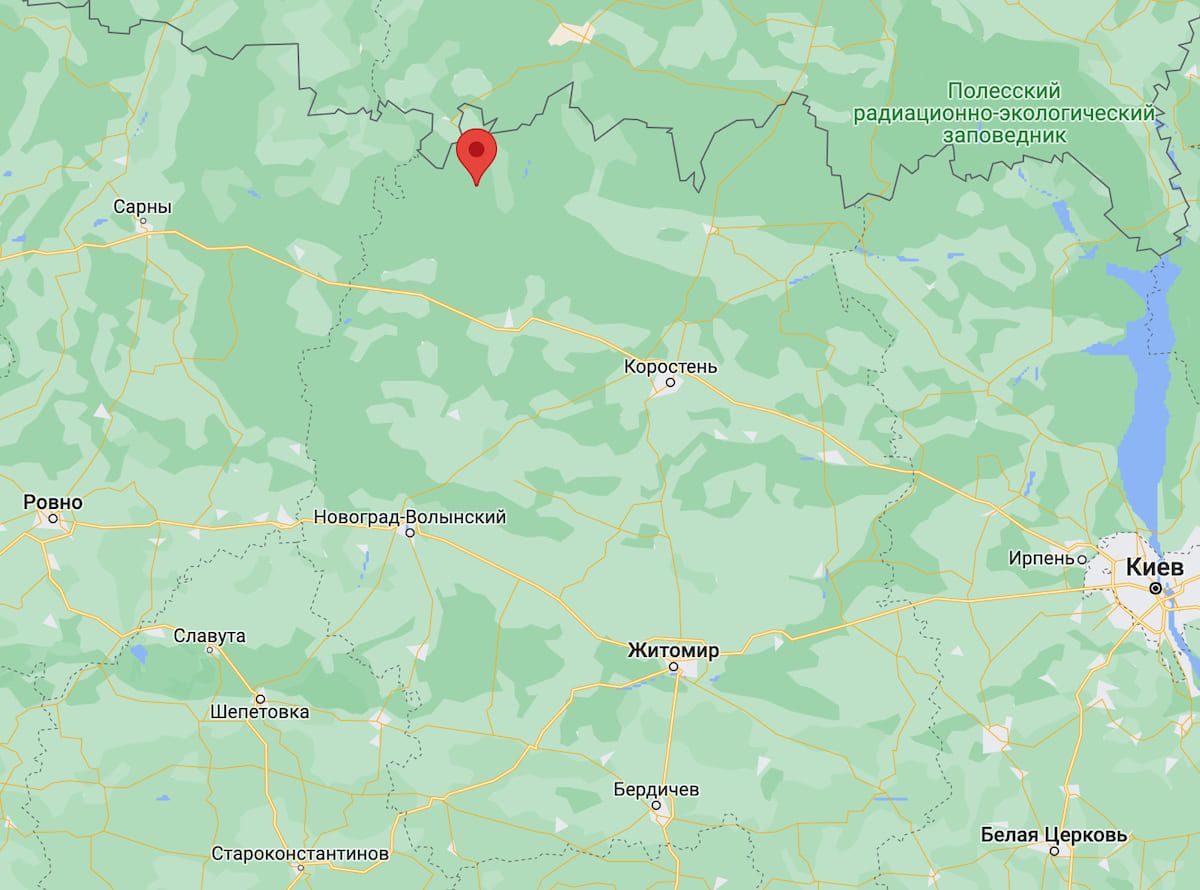 У Житомирській області чоловік загинув після підриву автомобіля на міні. Фото: Google Maps