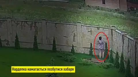 Людмила Марченко выбрасывает взятку за забор. Скриншот видео НАБУ